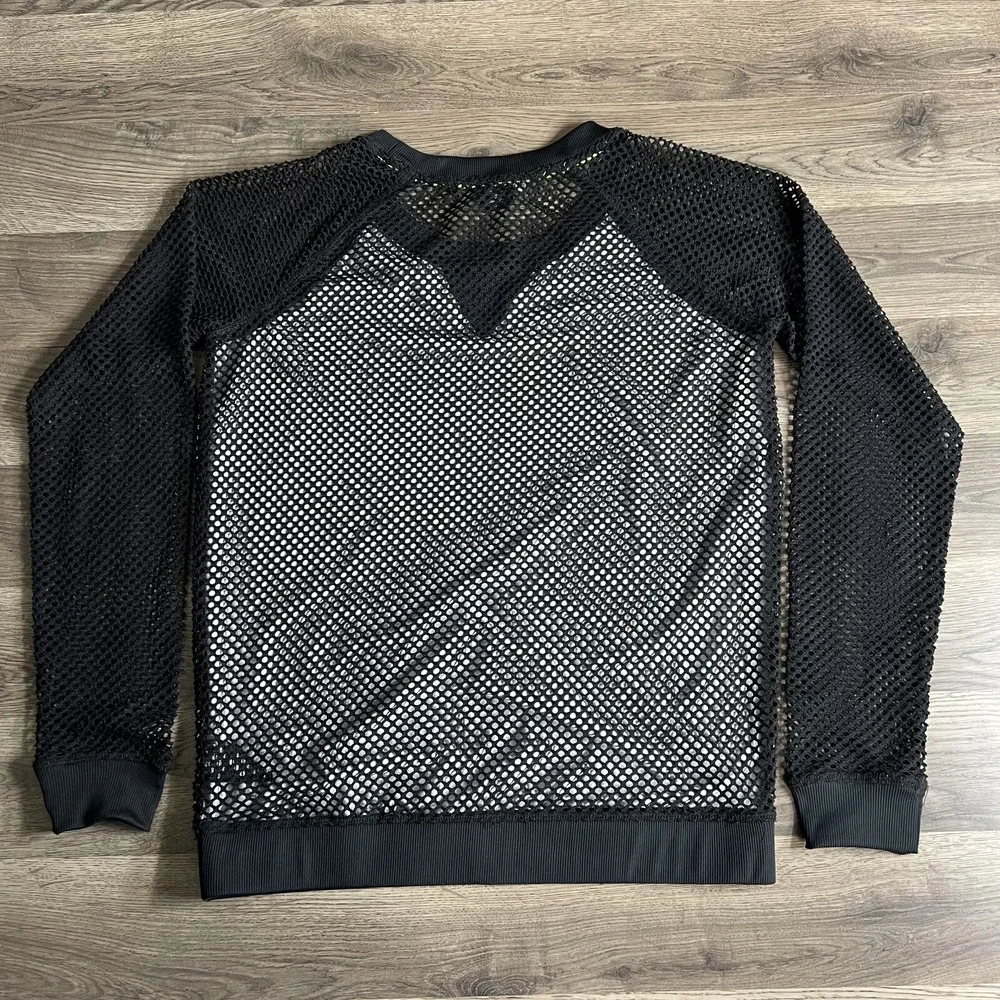 Industry Mesh Shirt Womans Small Sheer Long Sleeve Black Scene‎ Rave See Through